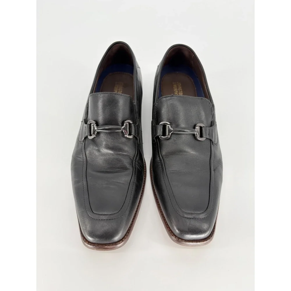 Johnston & Murphy Leather Bit Loafers Mens 10.5M Black Dress Shoes Slip On